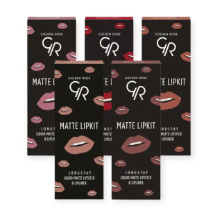 کیت رژ لب مایع و خط لب گلدن رز مدل Matte Lip Kit